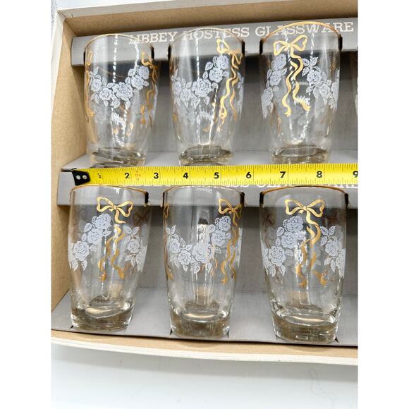Vintage Libbey Rose Classic Glasses Set – 1950s Hostess Safedge 8pc - Picture 4 of 9